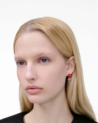 The Balloon Charm Earrings - Silver/Red