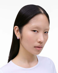 The Heart Balloon Pave Earrings - Silver/Rose