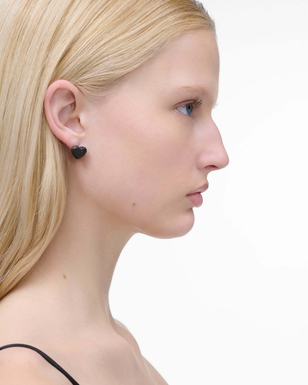 The Heart Balloon Pave Earrings - Black/Black Crystal