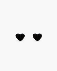 The Heart Balloon Pave Earrings - Black/Black Crystal