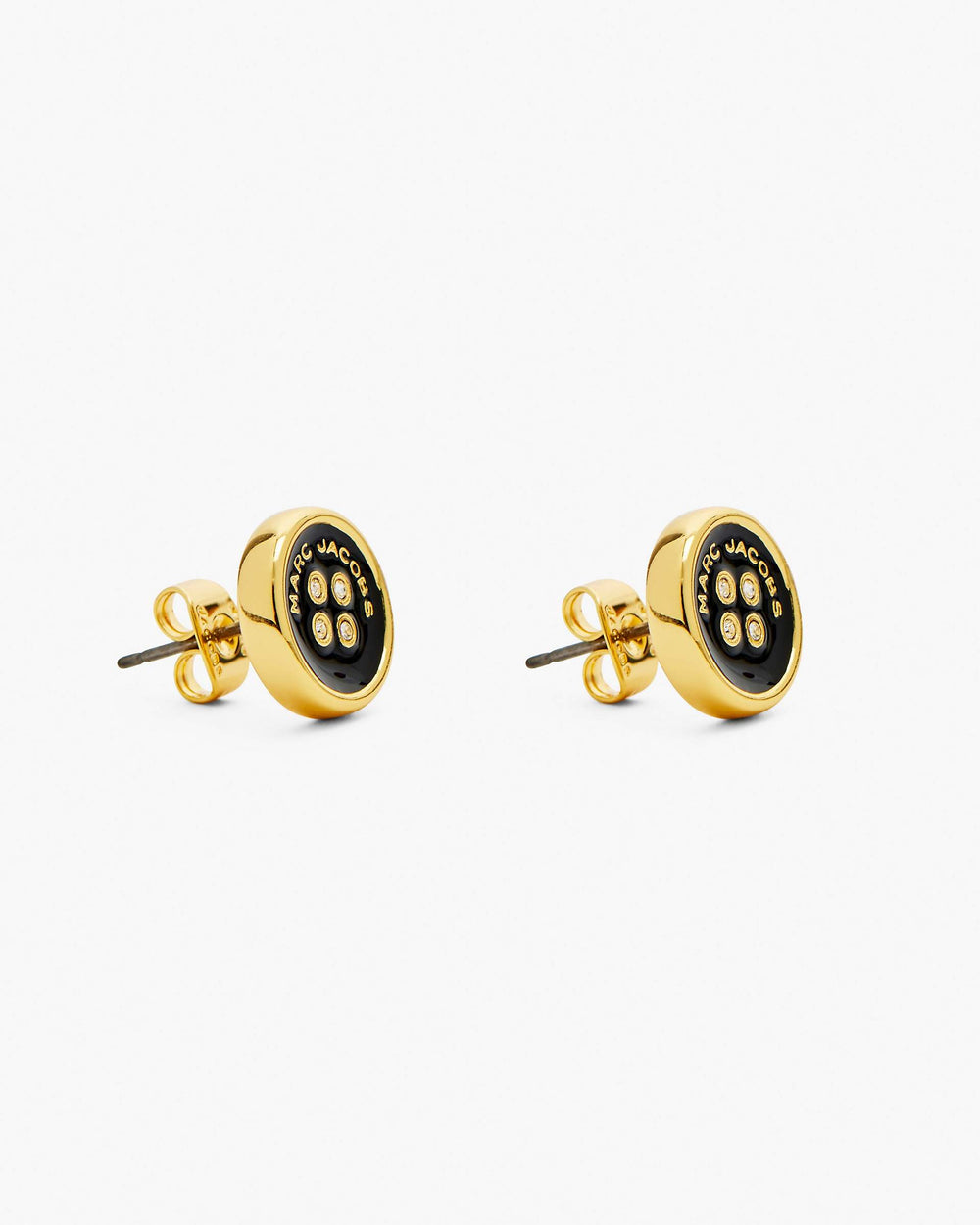 The Button Stud Earrings - Gold/Black