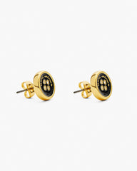 The Button Stud Earrings - Gold/Black