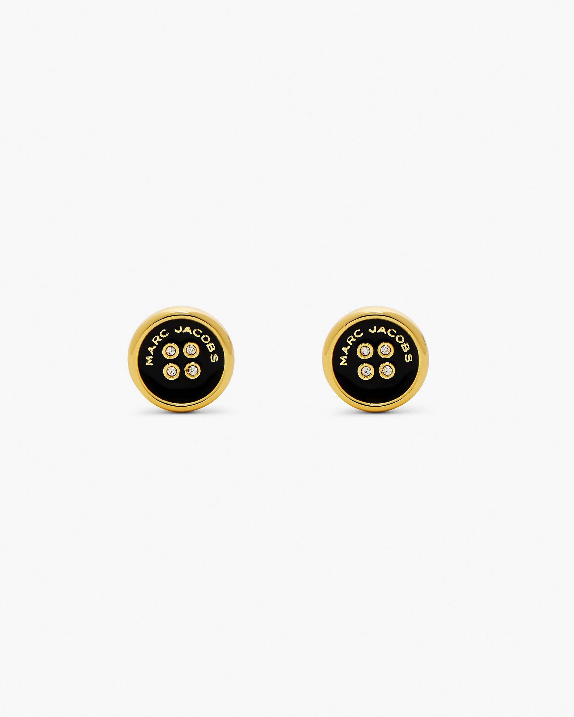The Button Stud Earrings - Gold/Black