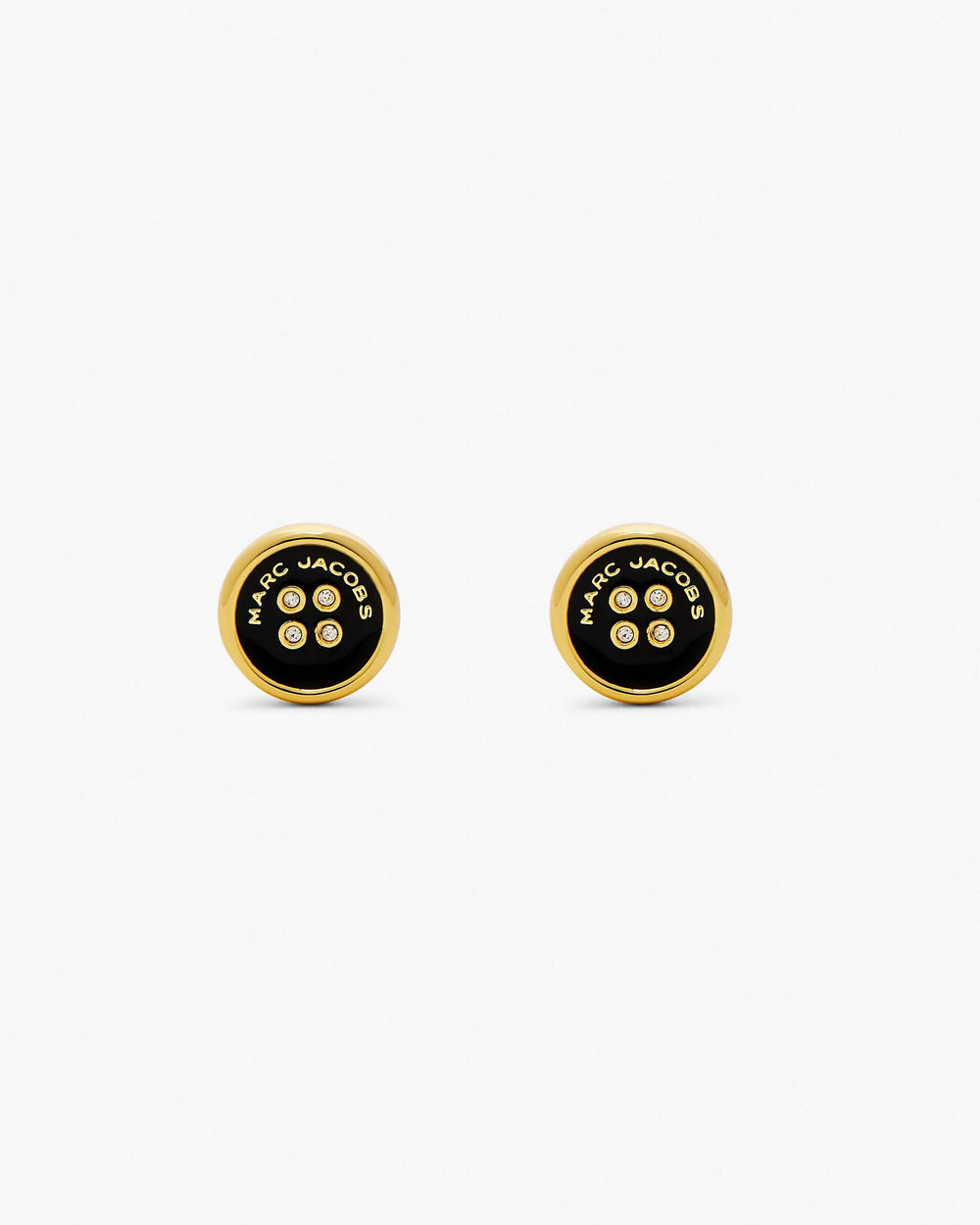 The Button Stud Earrings - Gold/Black