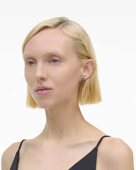 The Button Stud Earrings - Silver/Black