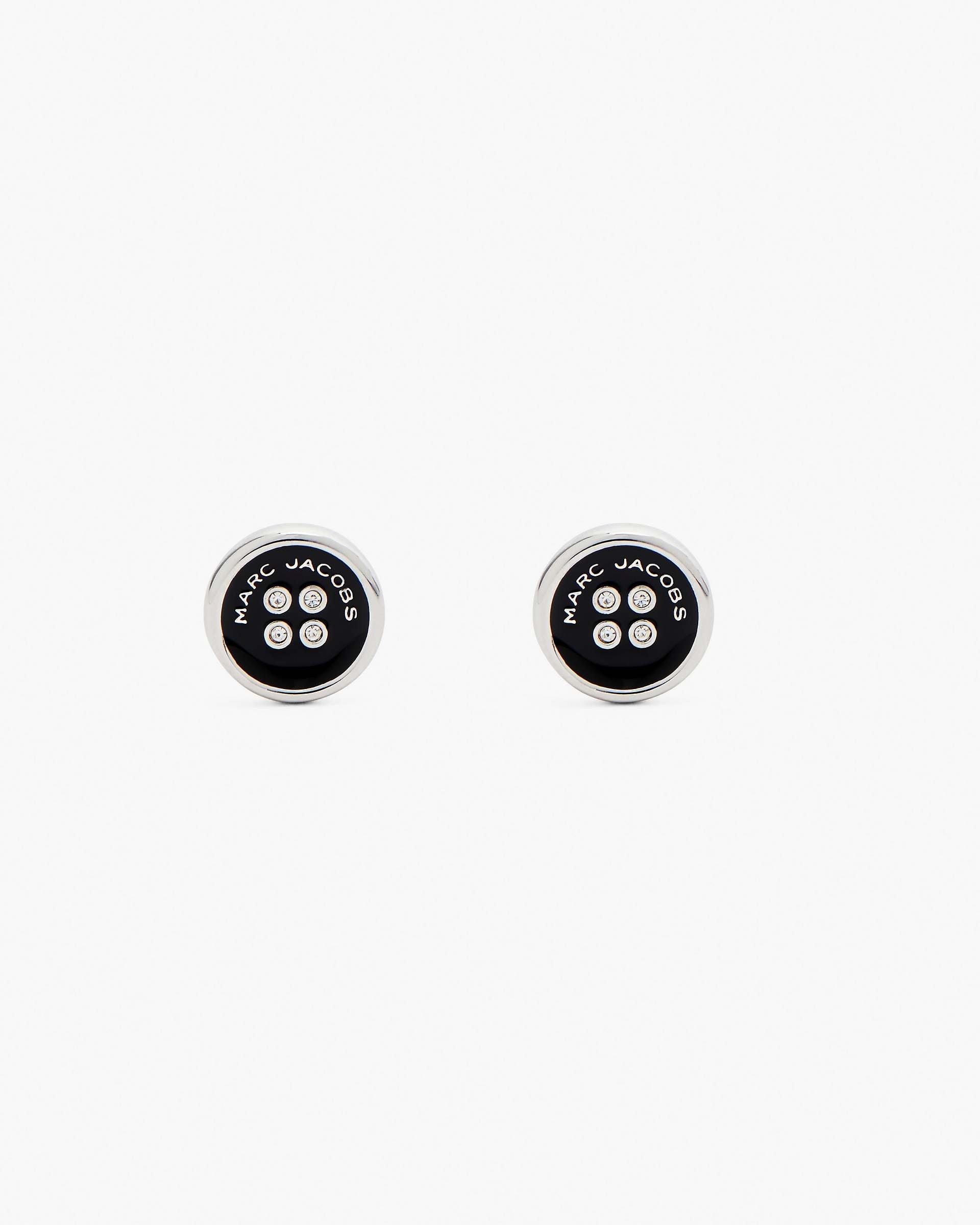 The Button Stud Earrings - Silver/Black