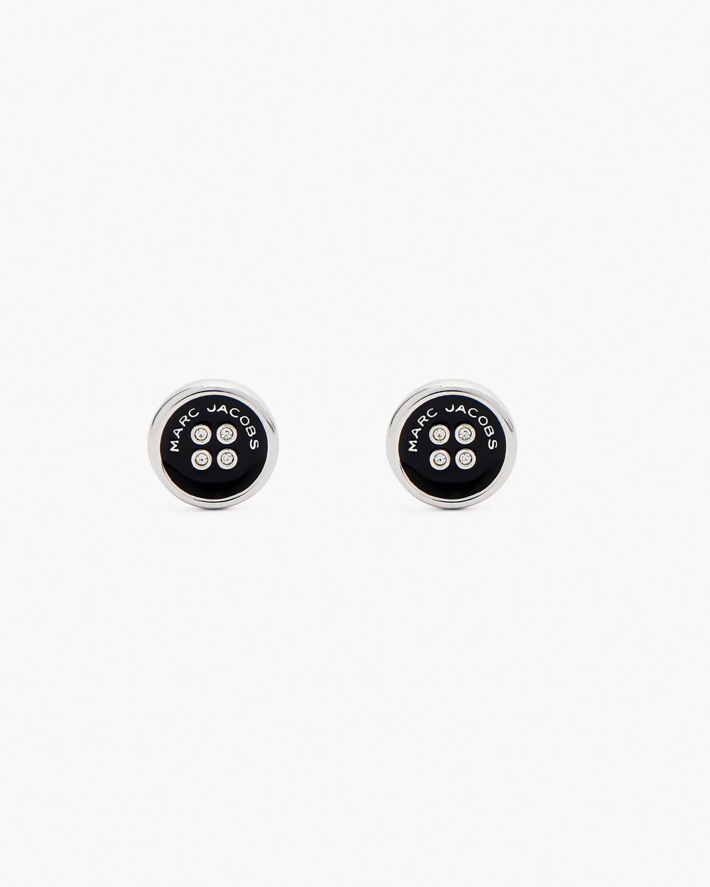 The Button Stud Earrings - Silver/Black