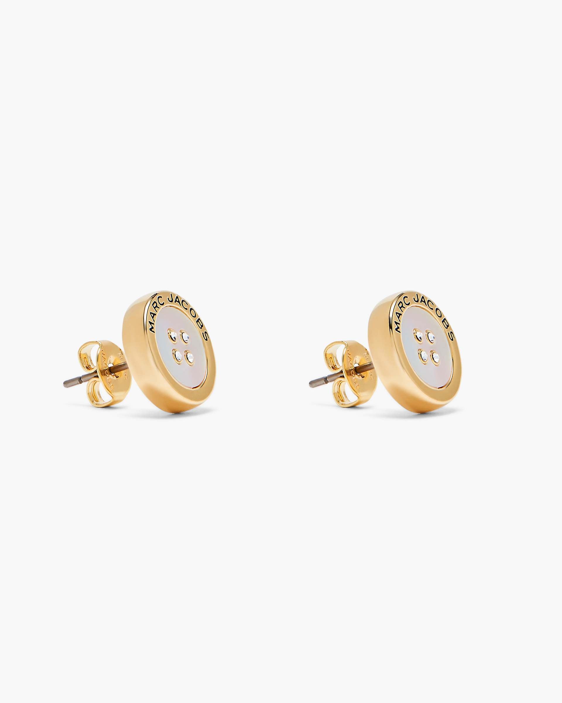 The Button Mother Of Pearl Stud Earrings - Gold/Mop