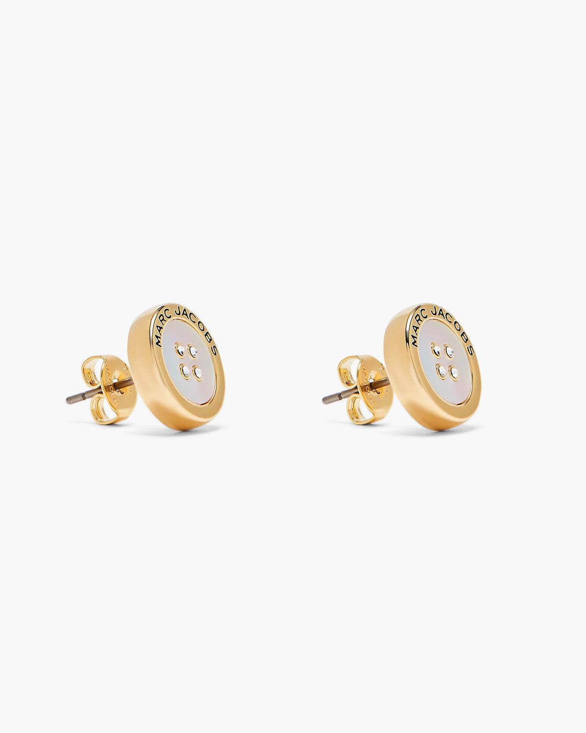 The Button Mother Of Pearl Stud Earrings - Gold/Mop