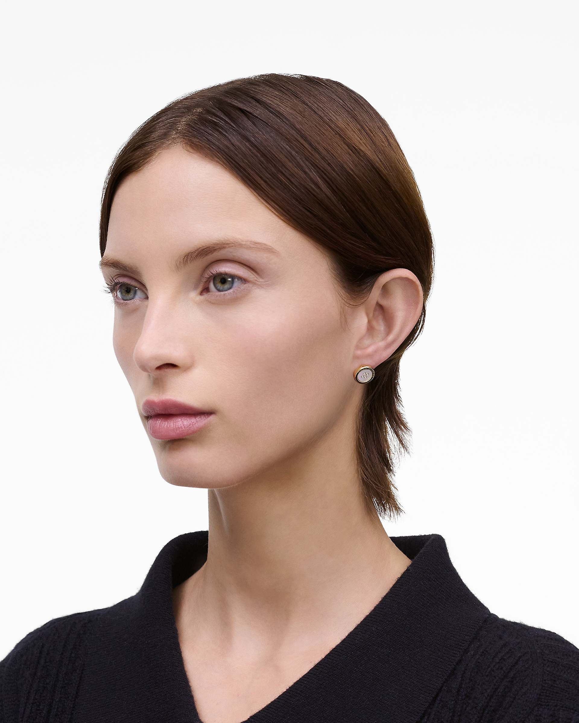 The Button Mother Of Pearl Stud Earrings - Gold/Mop
