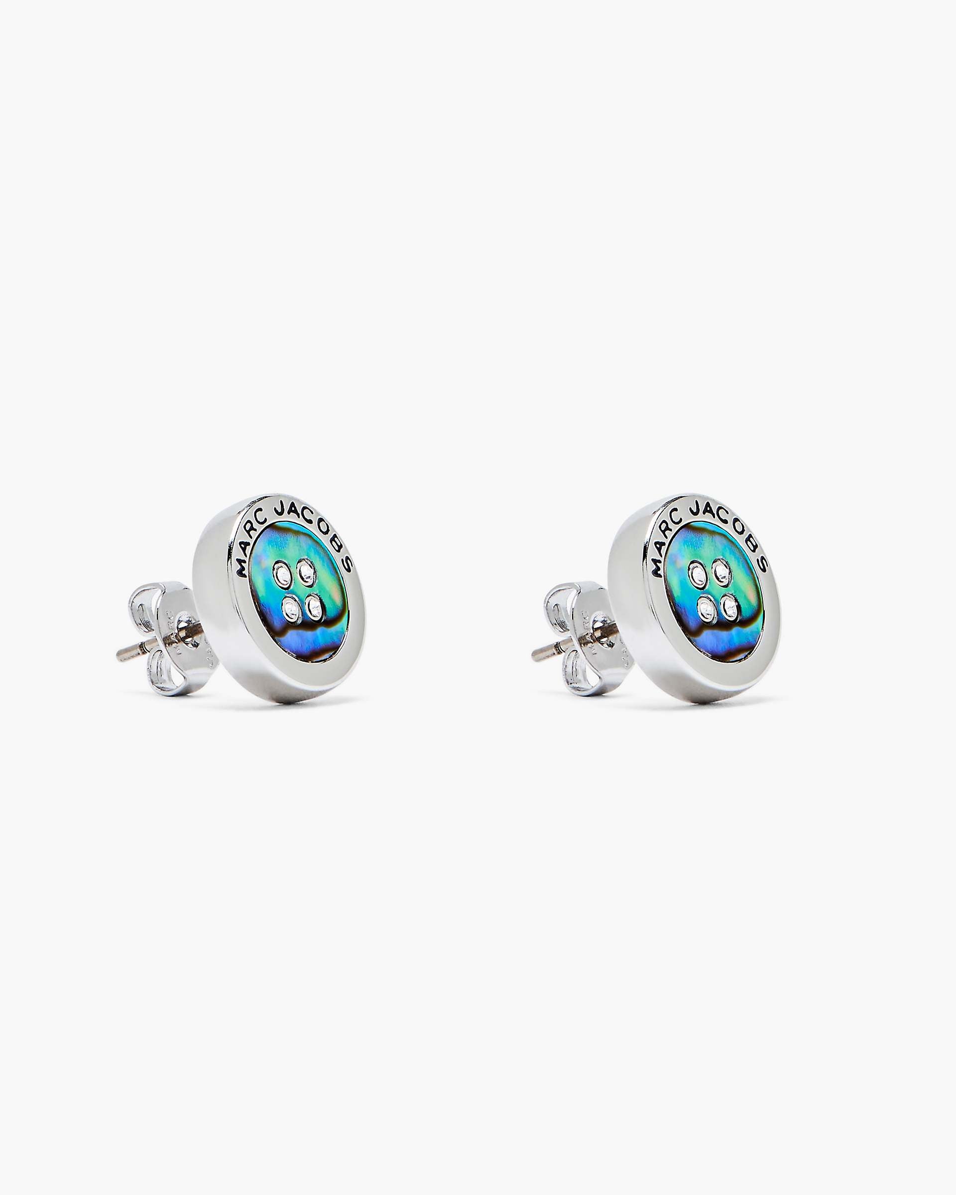 The Button Abalone Stud Earrings - Silver/Abalone