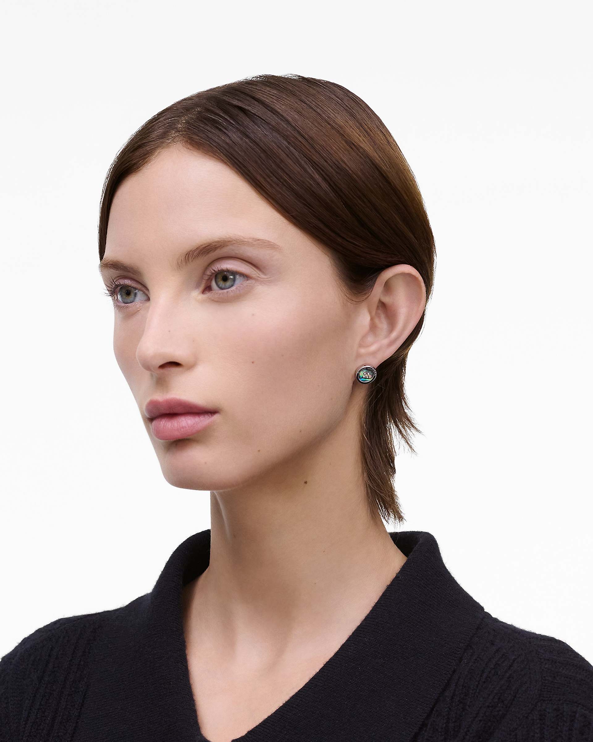 The Button Abalone Stud Earrings - Silver/Abalone