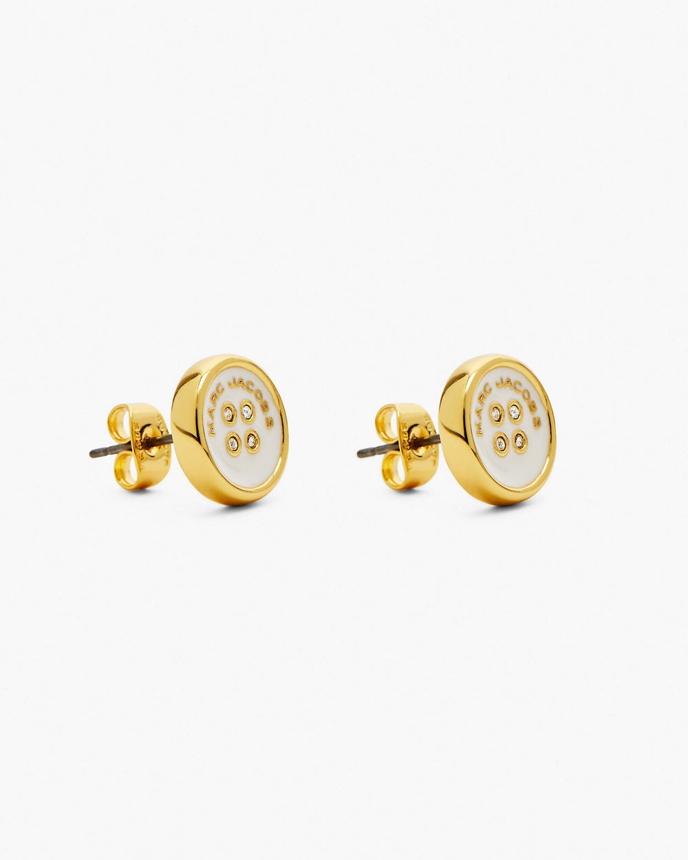 The Button Stud Earrings - Gold/Cream