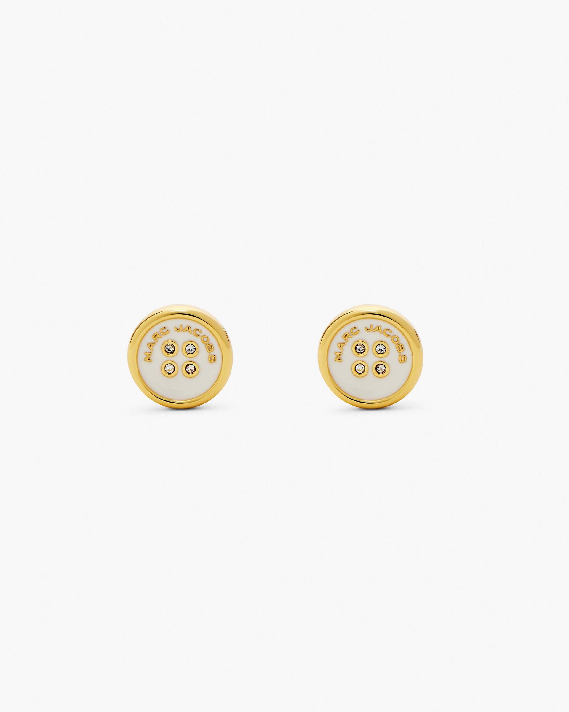 The Button Stud Earrings - Gold/Cream