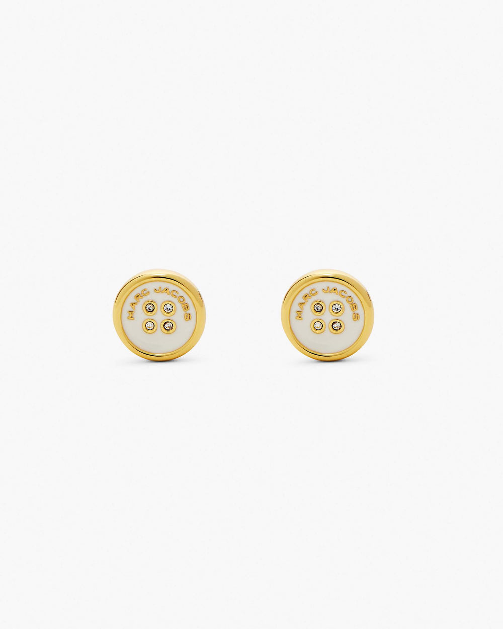 The Button Stud Earrings - Gold/Cream