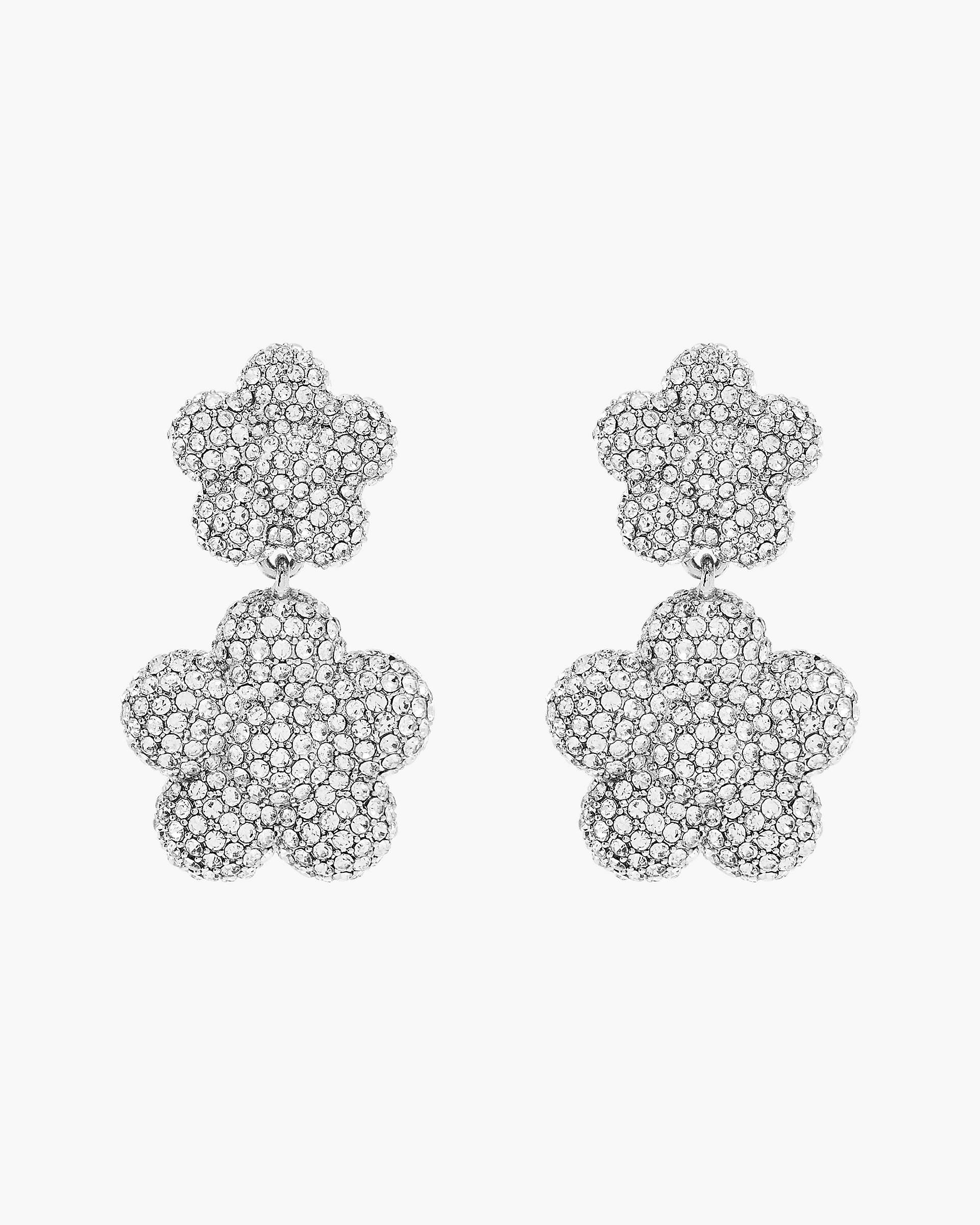The Daisy Balloon Drop Earrings - Silver/Crystal