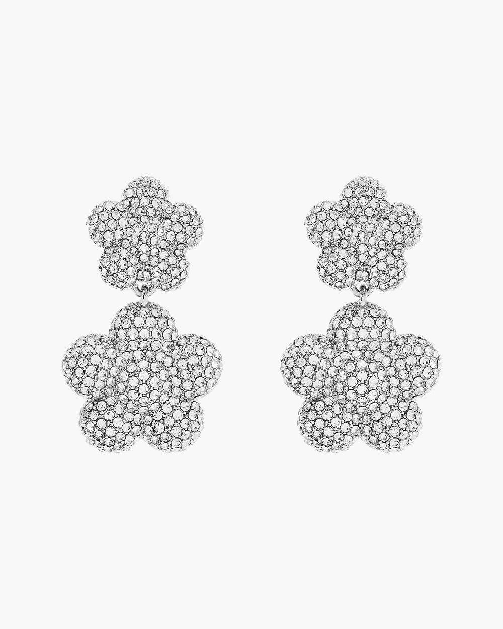 The Daisy Balloon Drop Earrings - Silver/Crystal