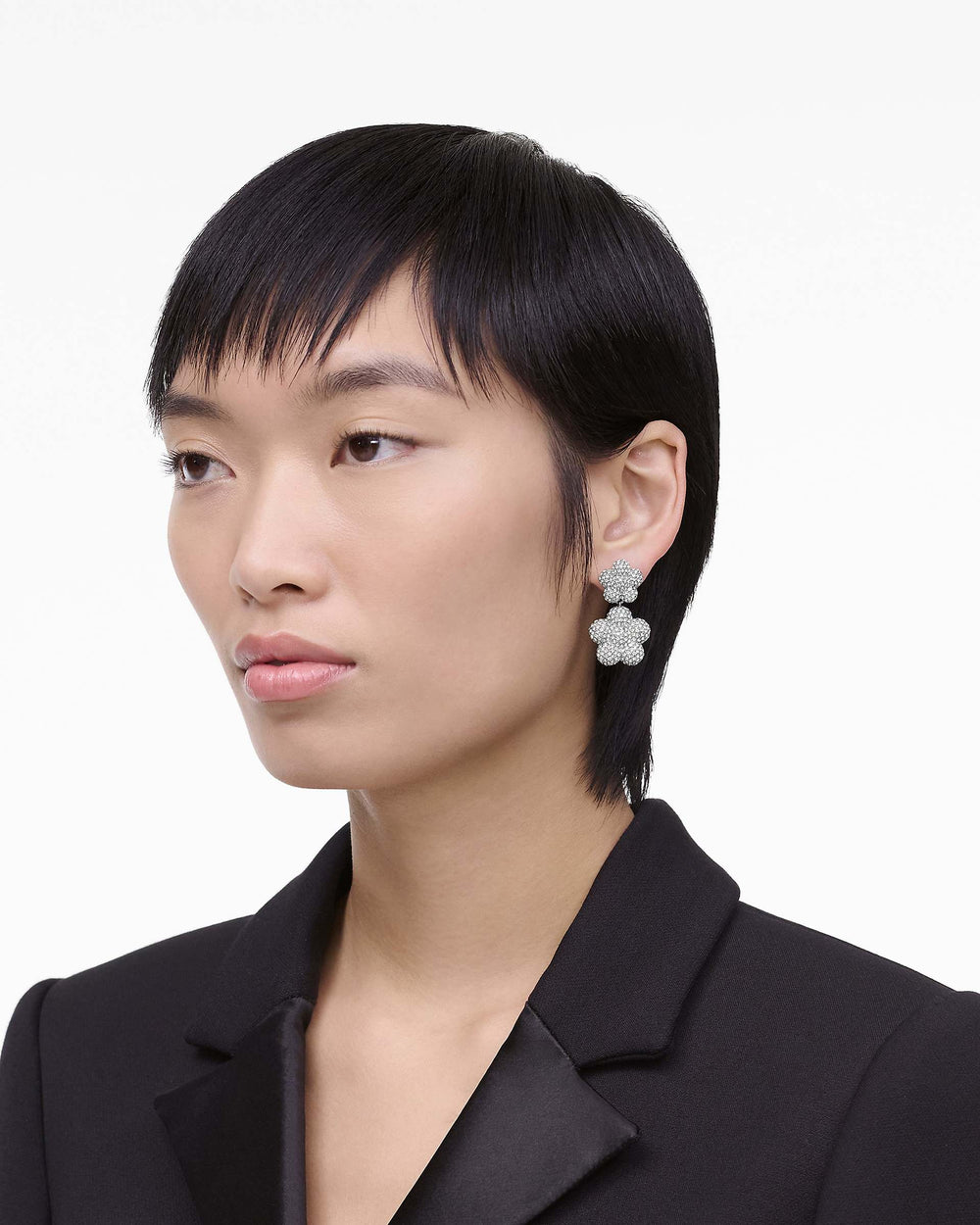 The Daisy Balloon Drop Earrings - Silver/Crystal