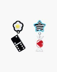 The Sticker Charm Earrings - Silver Multi