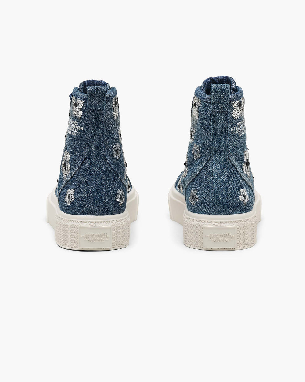 The Sequin Daisy Denim High Top Sneaker - Vintage Indigo