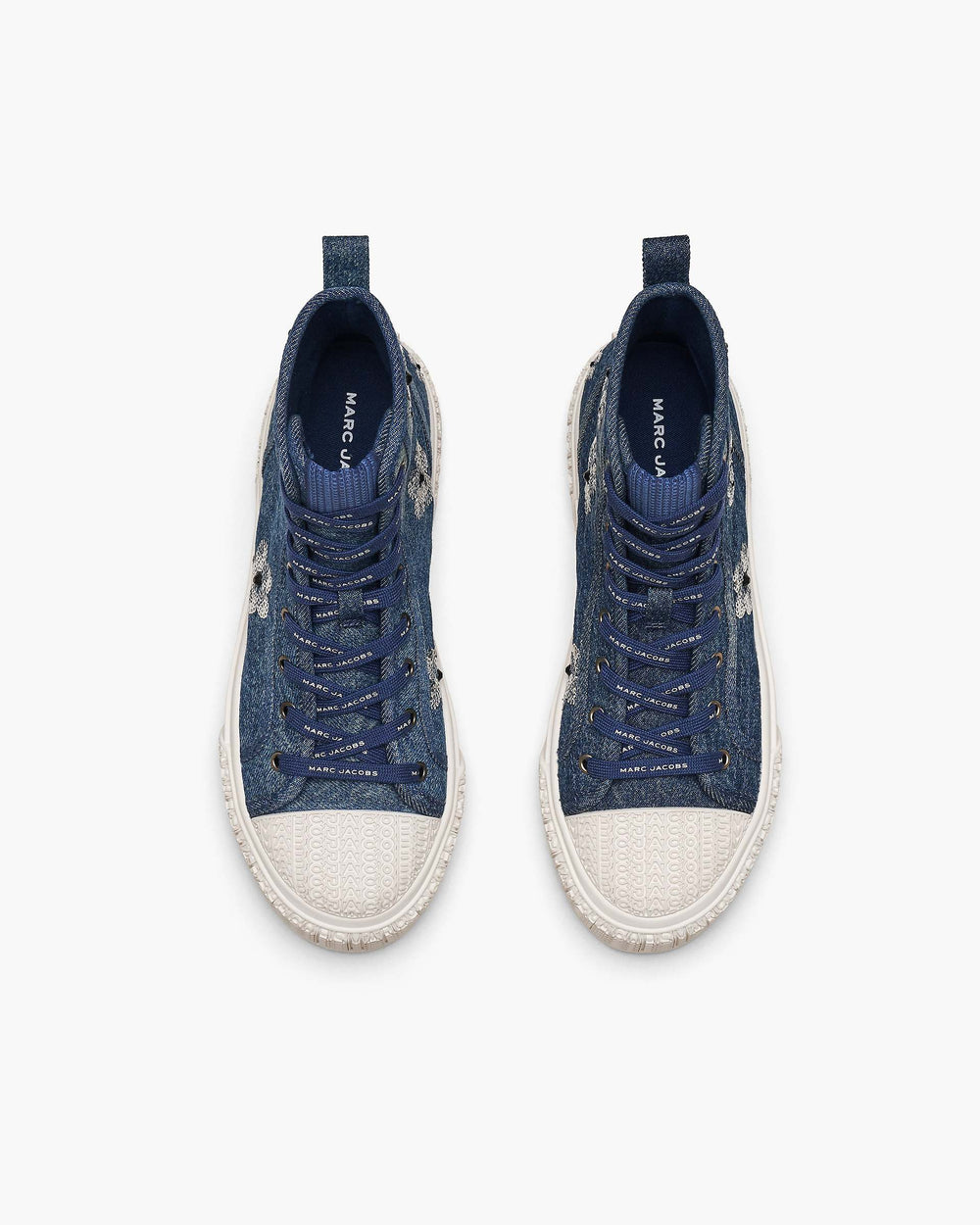 The Sequin Daisy Denim High Top Sneaker - Vintage Indigo