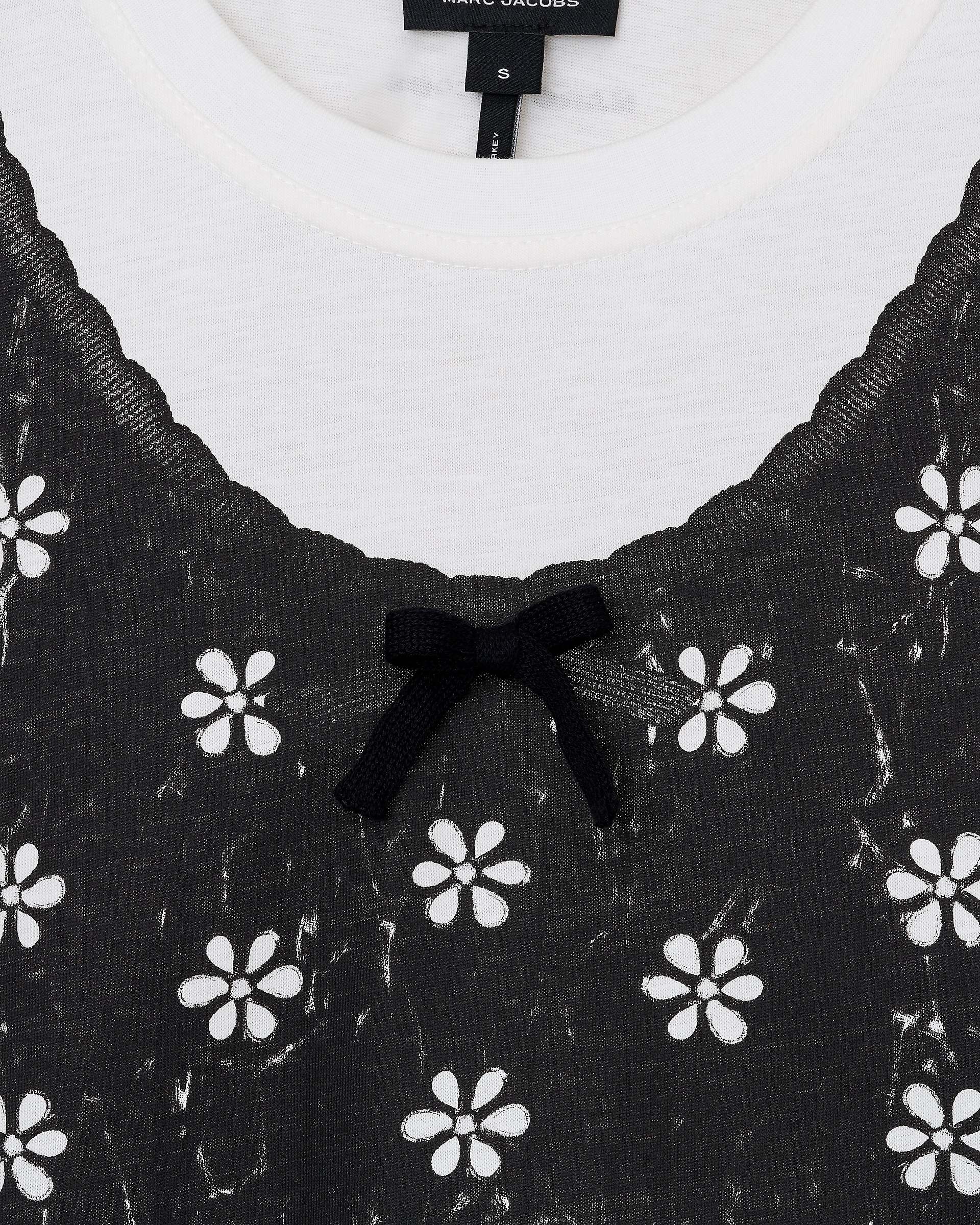 Trompe L'Oeil Eyelet Slim Tee - White Multi