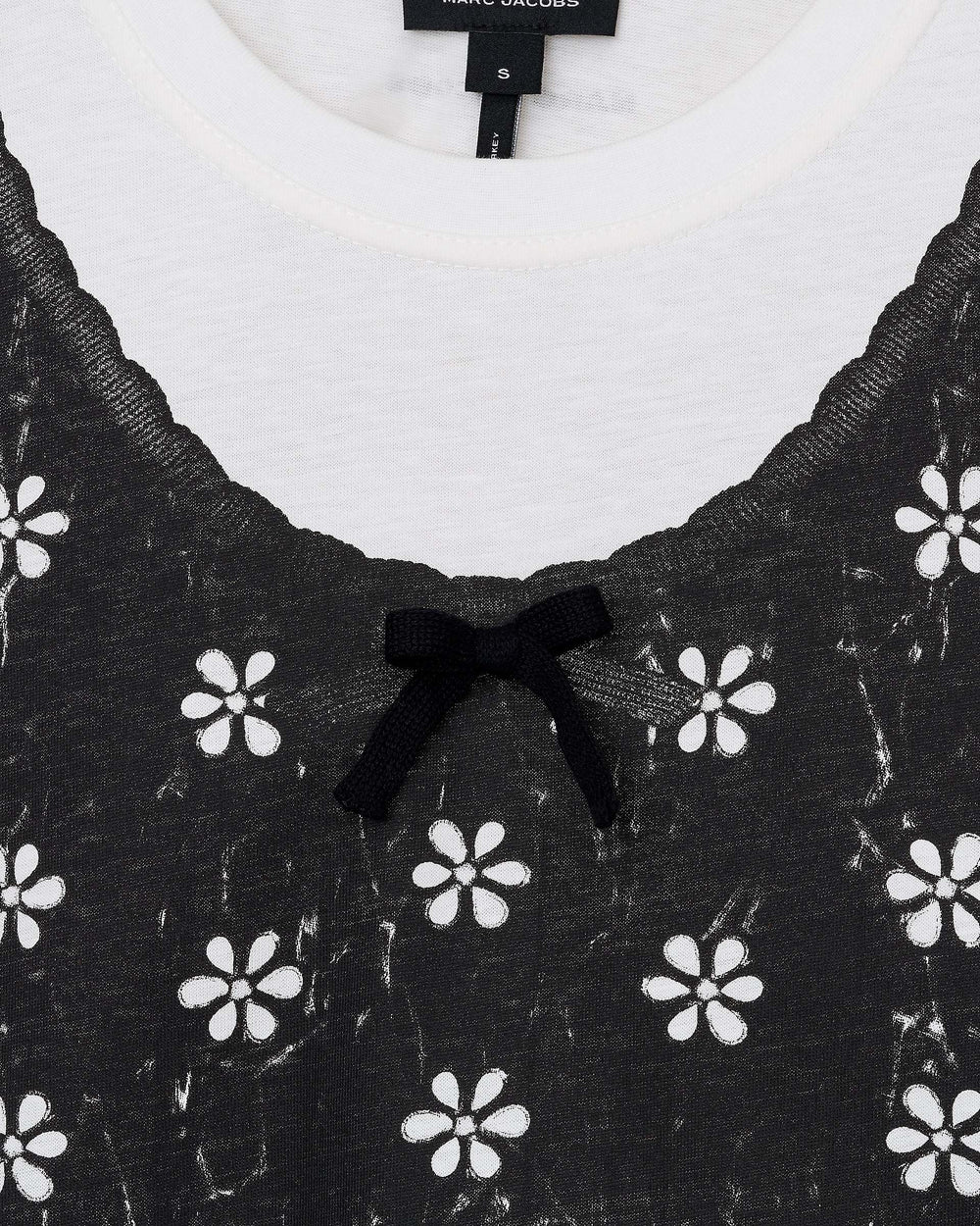 Trompe L'Oeil Eyelet Slim Tee - White Multi