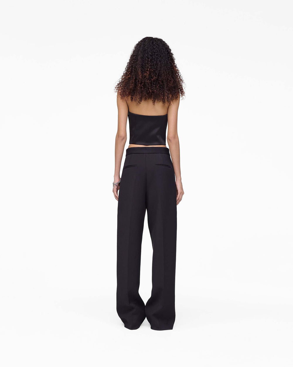 Sculpted Satin Halter Top - Black