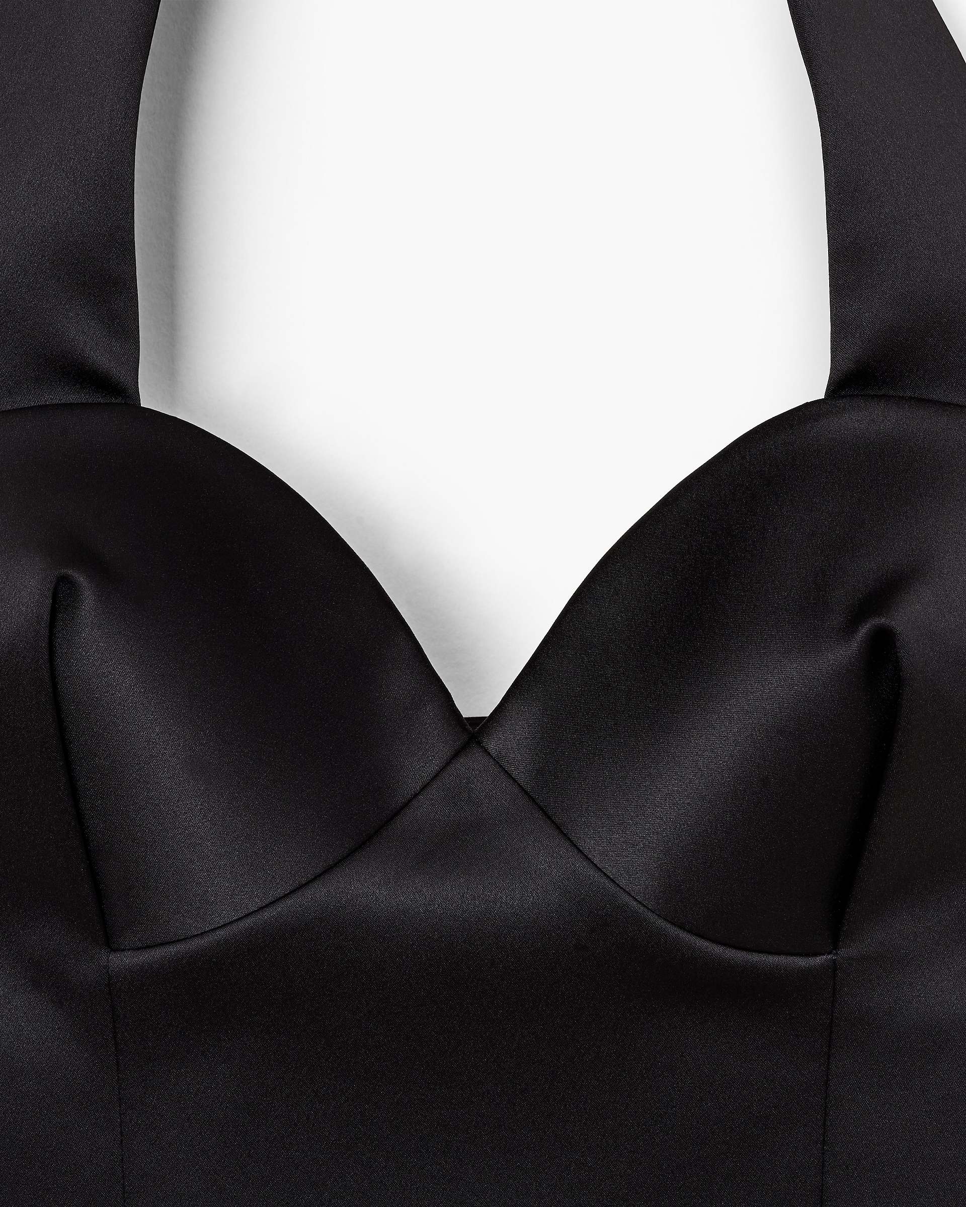 Sculpted Satin Halter Top - Black