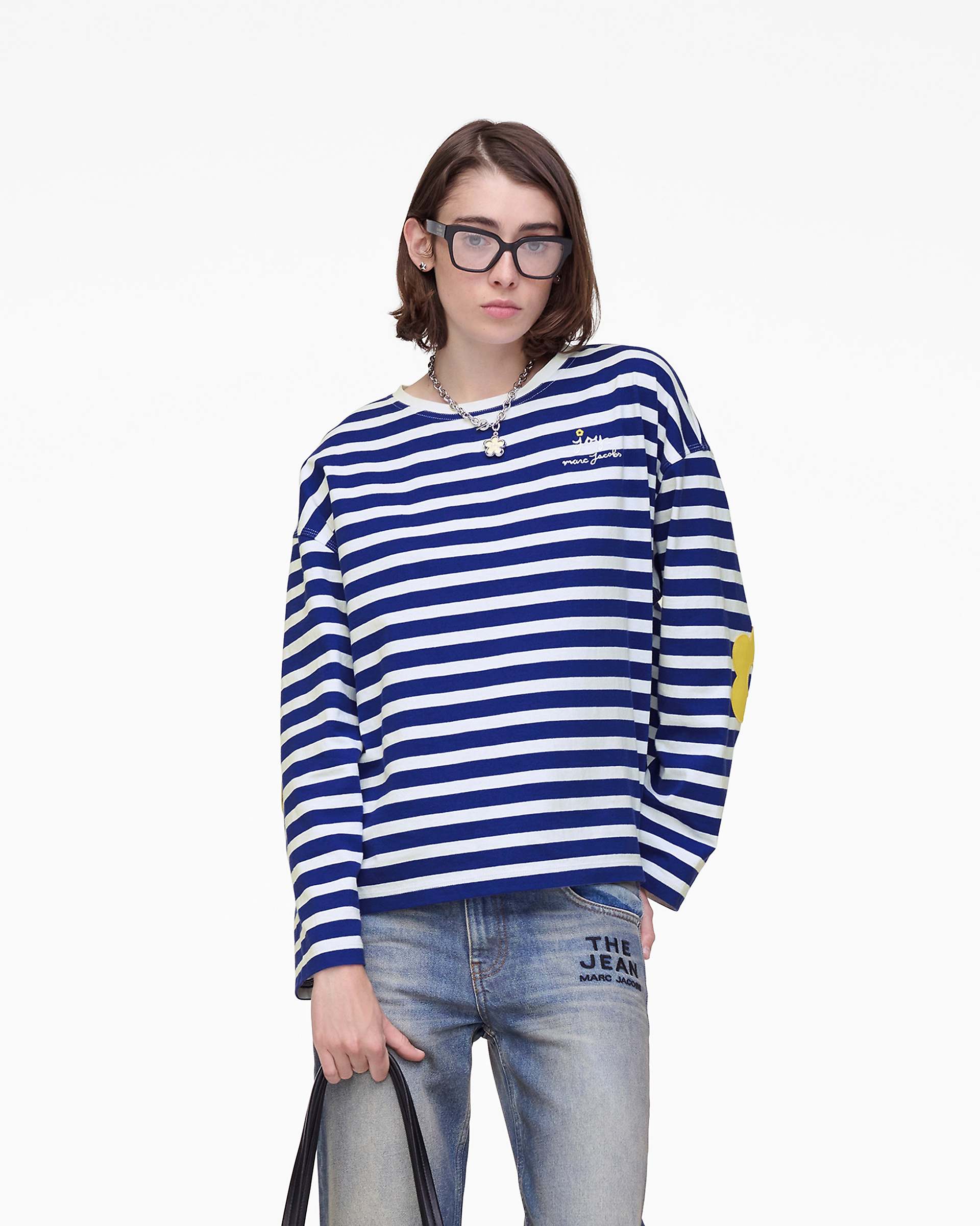 Daisy Striped Longsleeve - Pansy/White