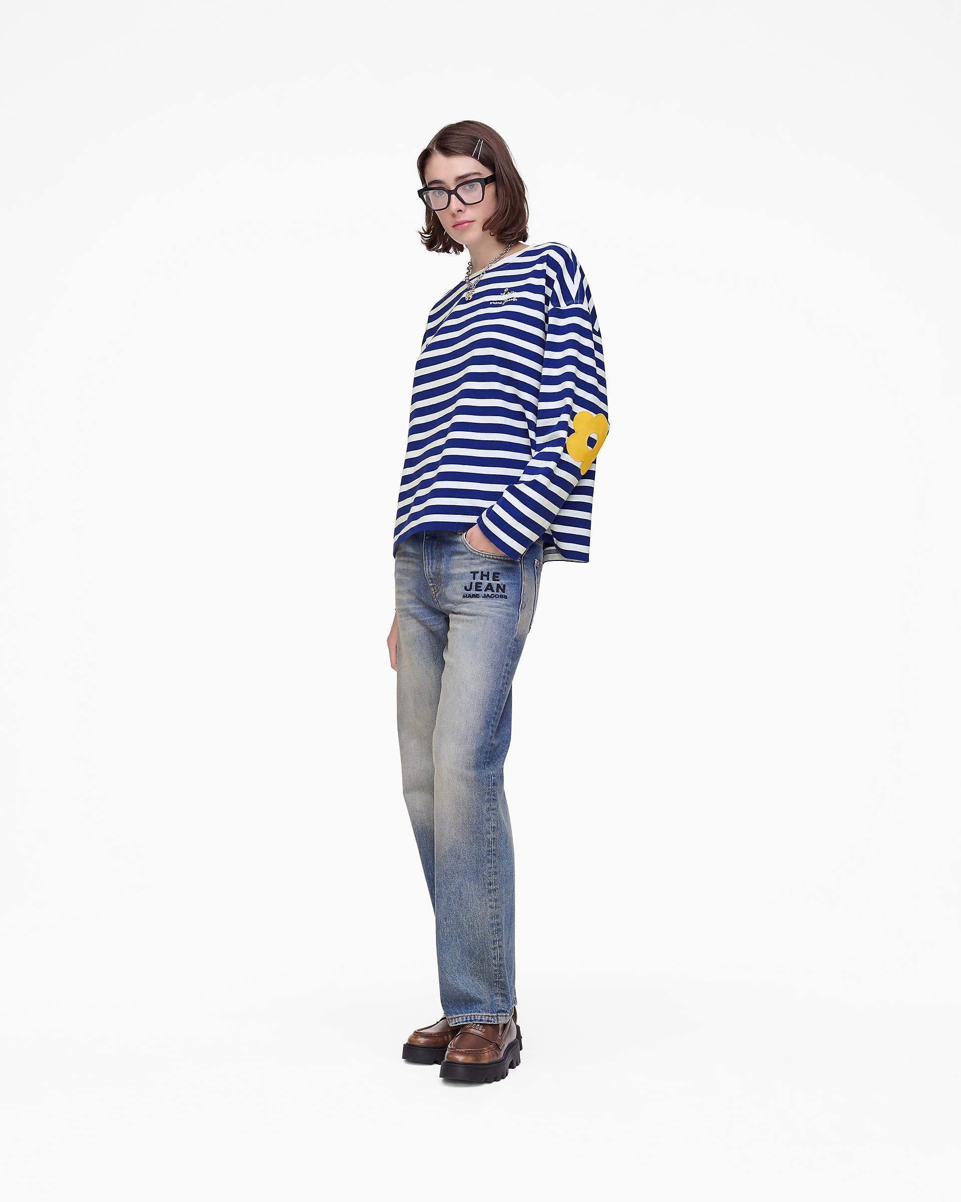 Daisy Striped Longsleeve - Pansy/White