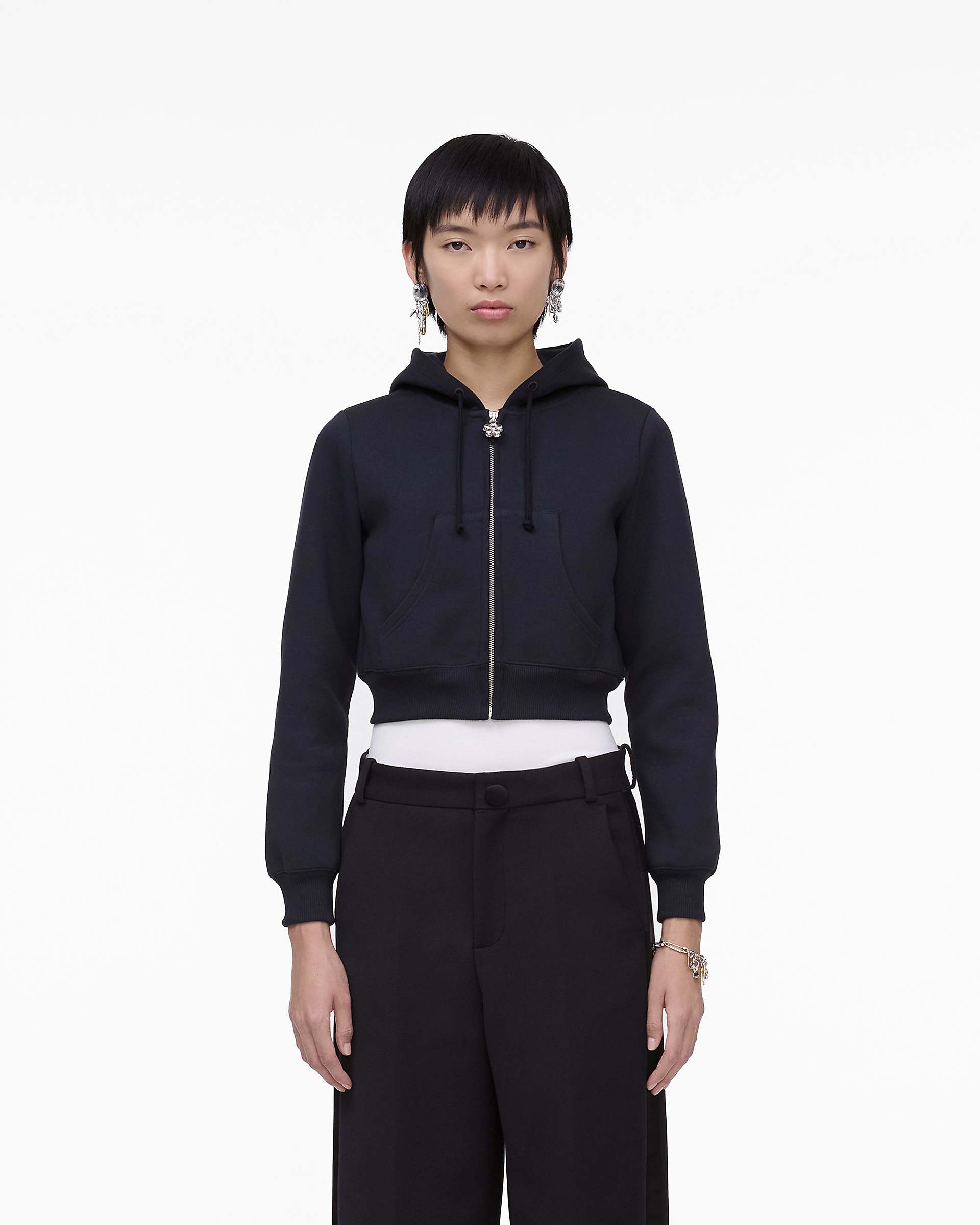 Charm Cropped Hoodie - Black