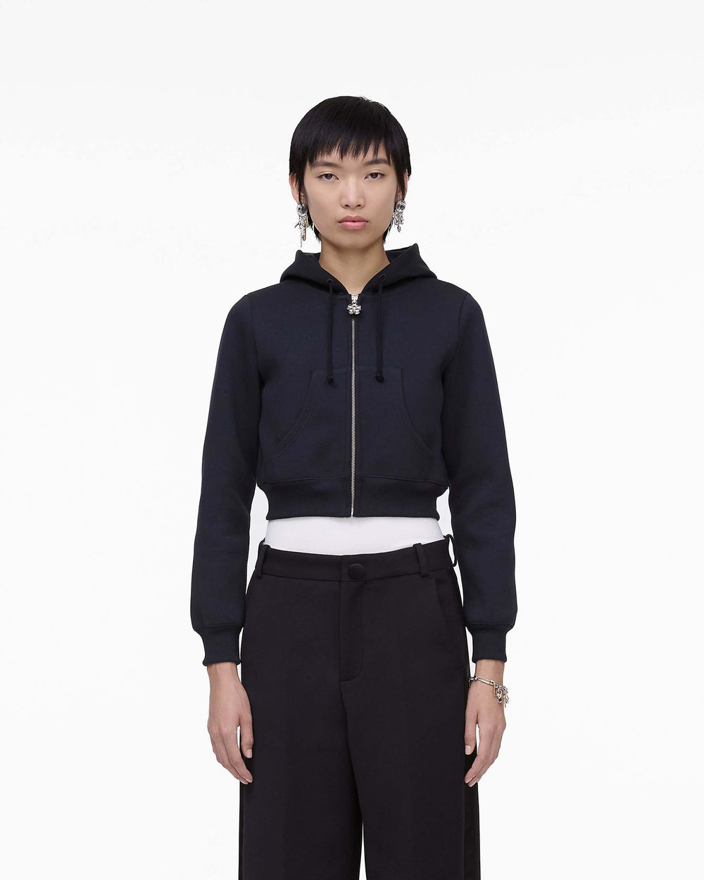 Charm Cropped Hoodie - Black