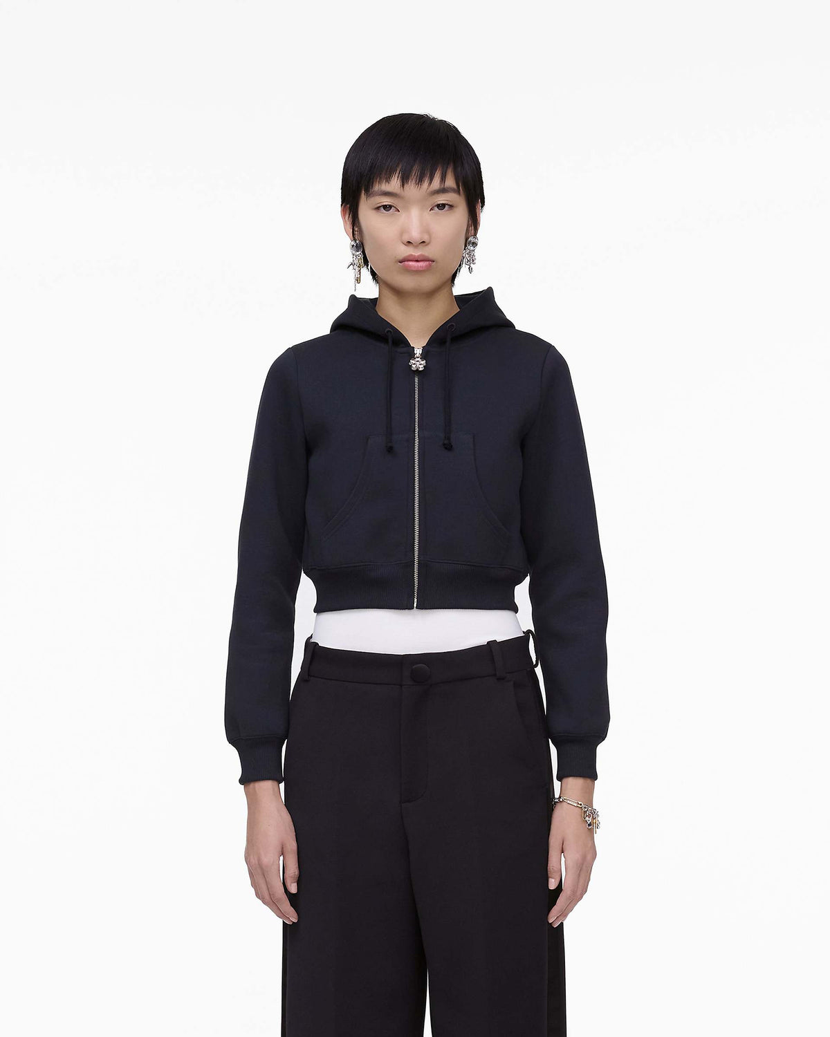 Charm Cropped Hoodie - Black