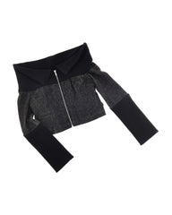 Denim And Rib Top - Black