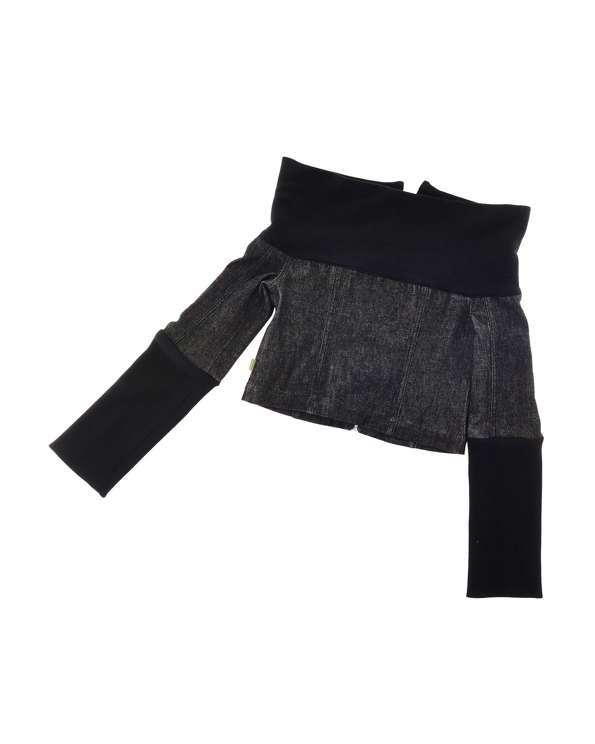 Denim And Rib Top - Black