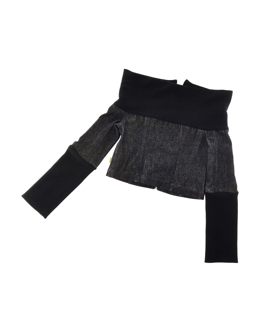 Denim And Rib Top - Black