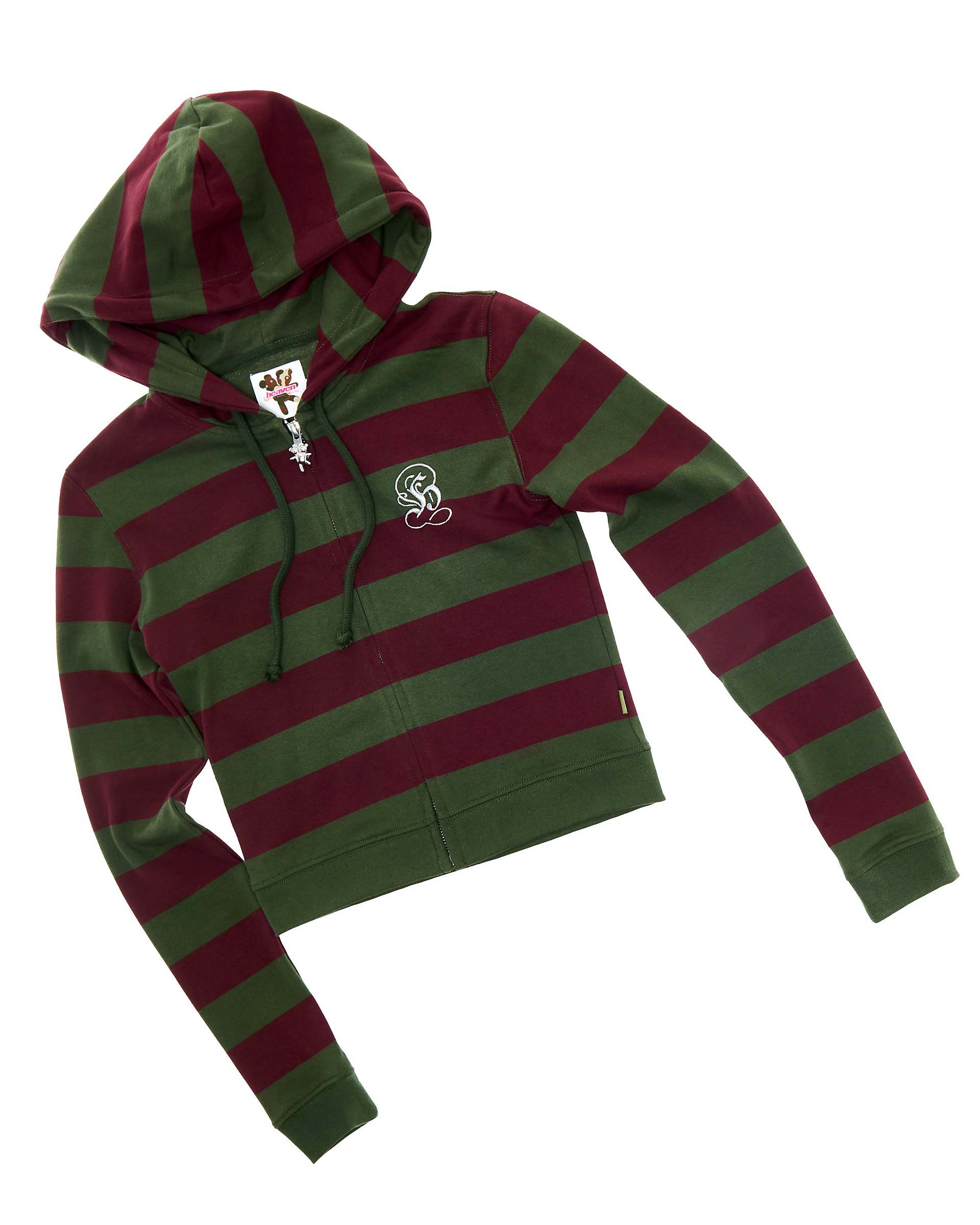 Fitted Stripe Zip-Up Hoodie - Green/Red