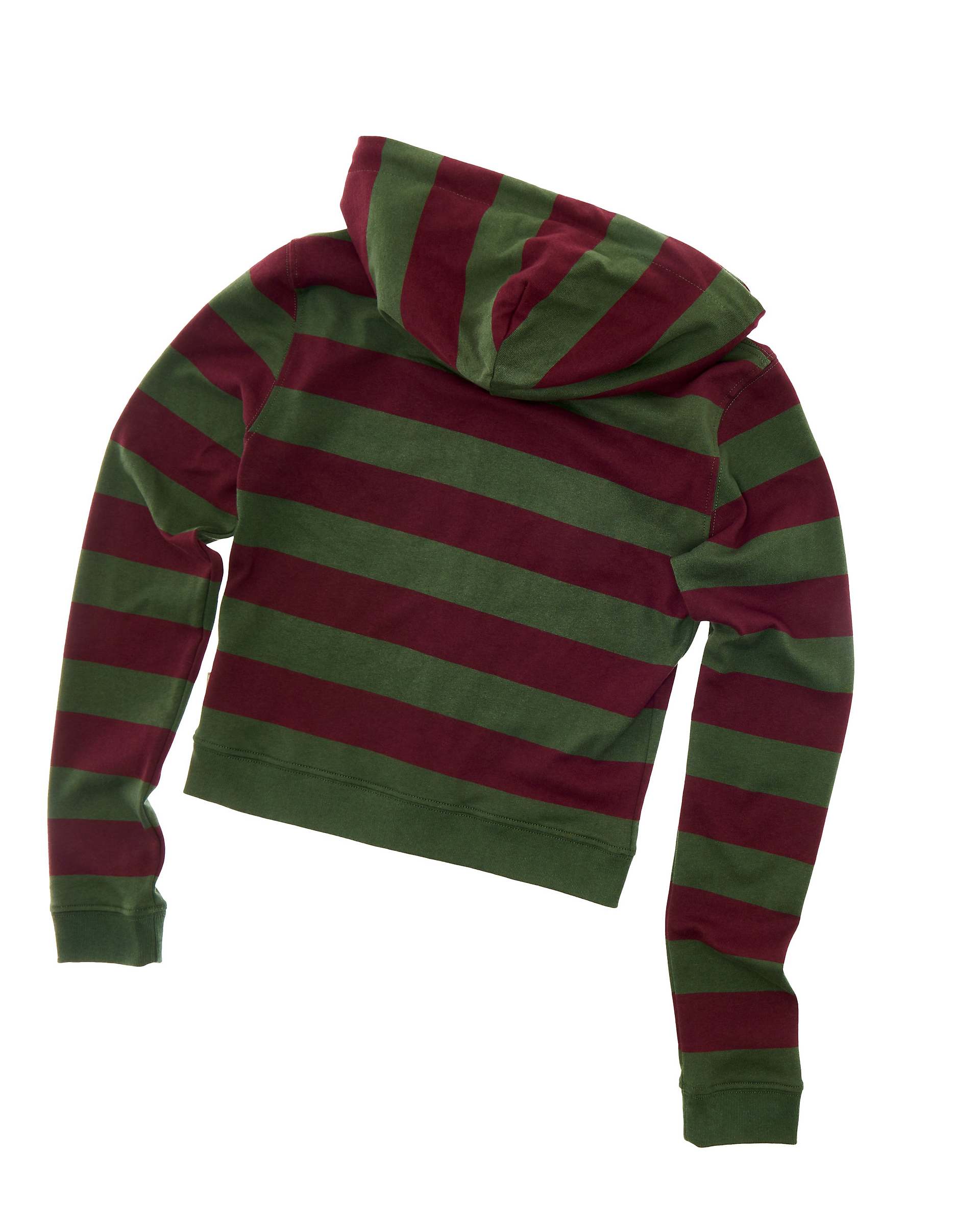 Fitted Stripe Zip-Up Hoodie - Green/Red