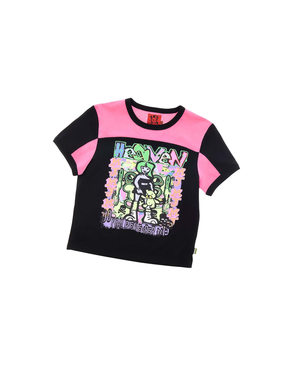 Do U Remember Panel Baby Tee - Black Multi
