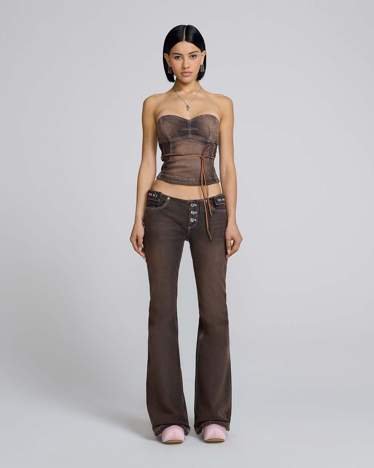 STRAPLESS BUSTIER - Brown