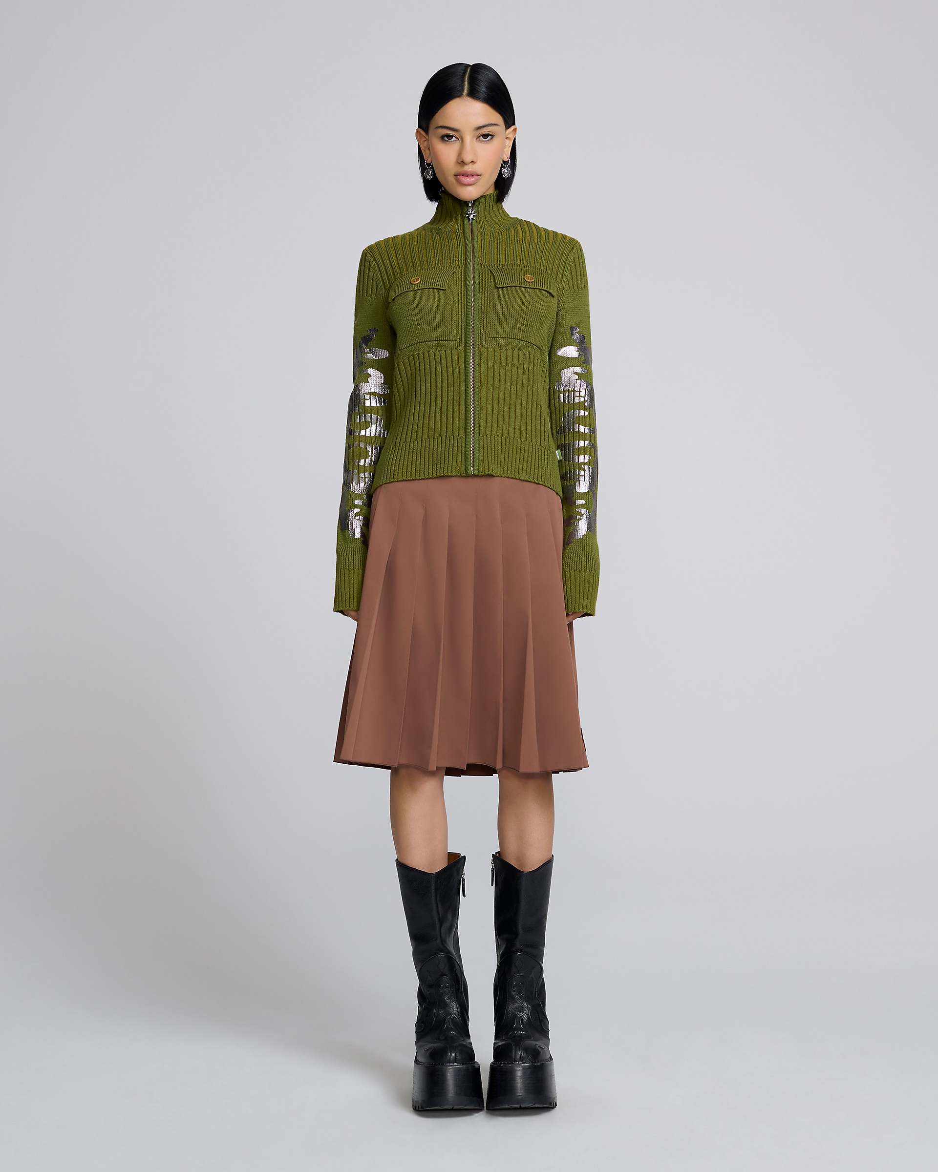 Pleated Skirt - Brown