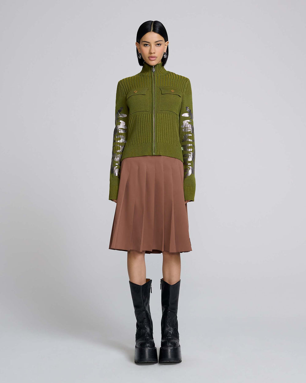 Pleated Skirt - Brown
