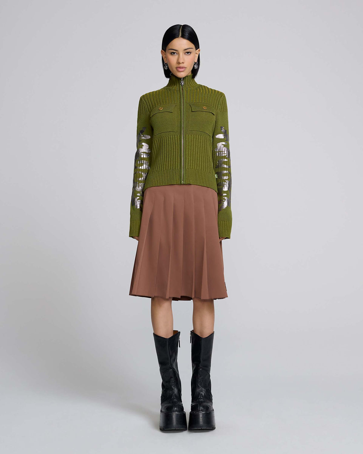 Pleated Skirt - Brown