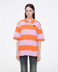 Tiny Teddy Striped Polo - Orange/Lilac