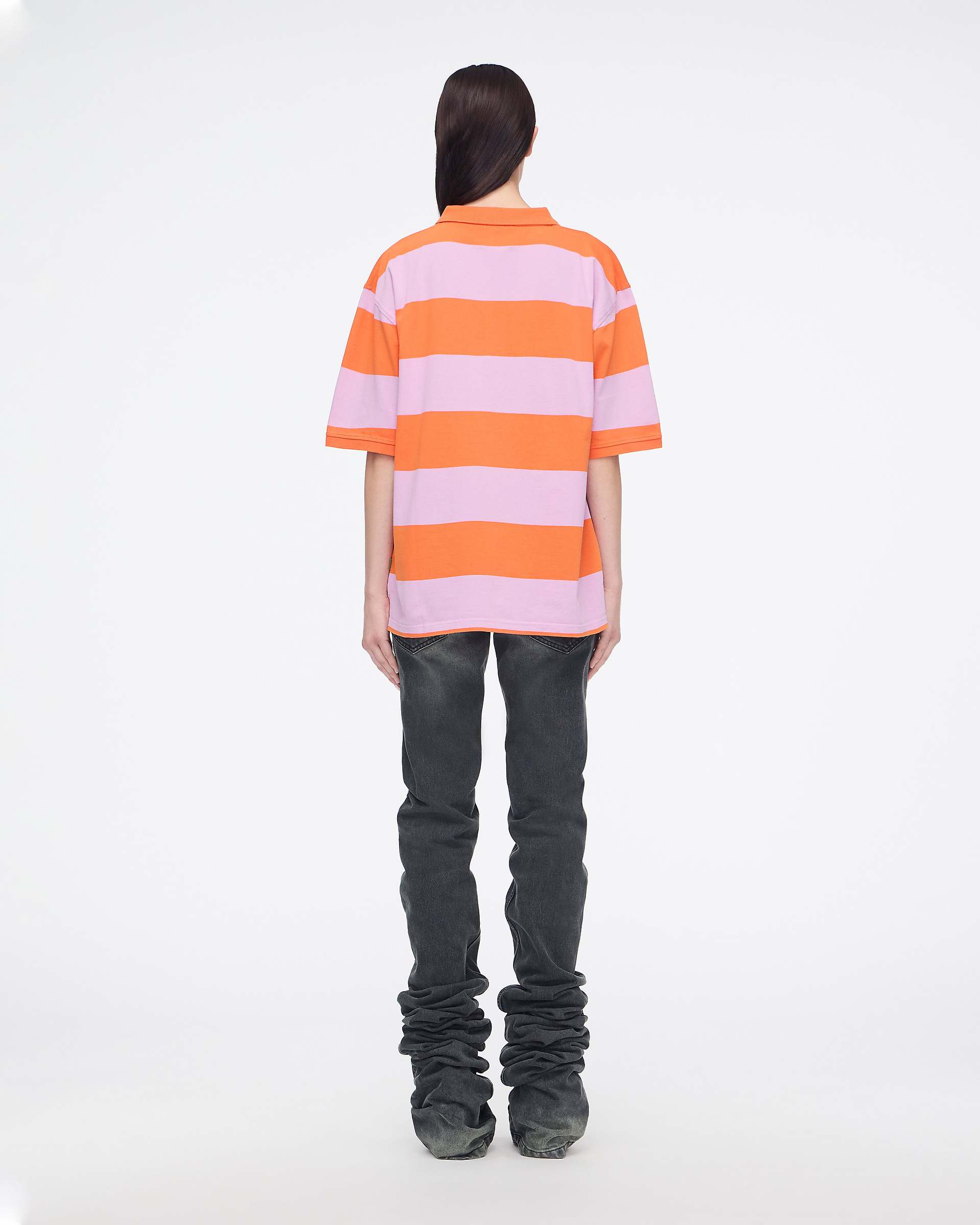 Tiny Teddy Striped Polo - Orange/Lilac