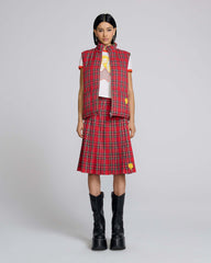 Tartan Puffer Vest - Red Multi
