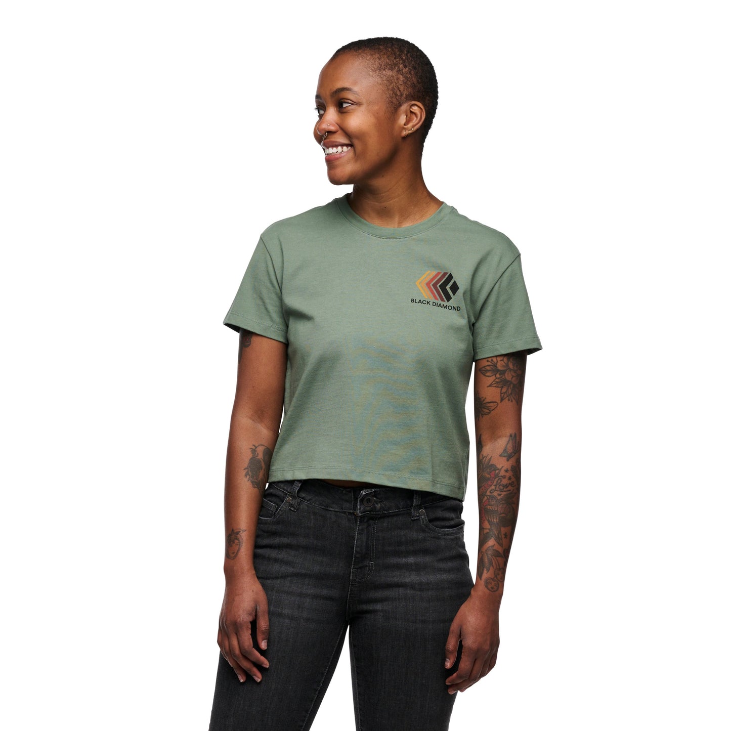 Black Diamond Women's Faded Crop Short Sleeve Tee